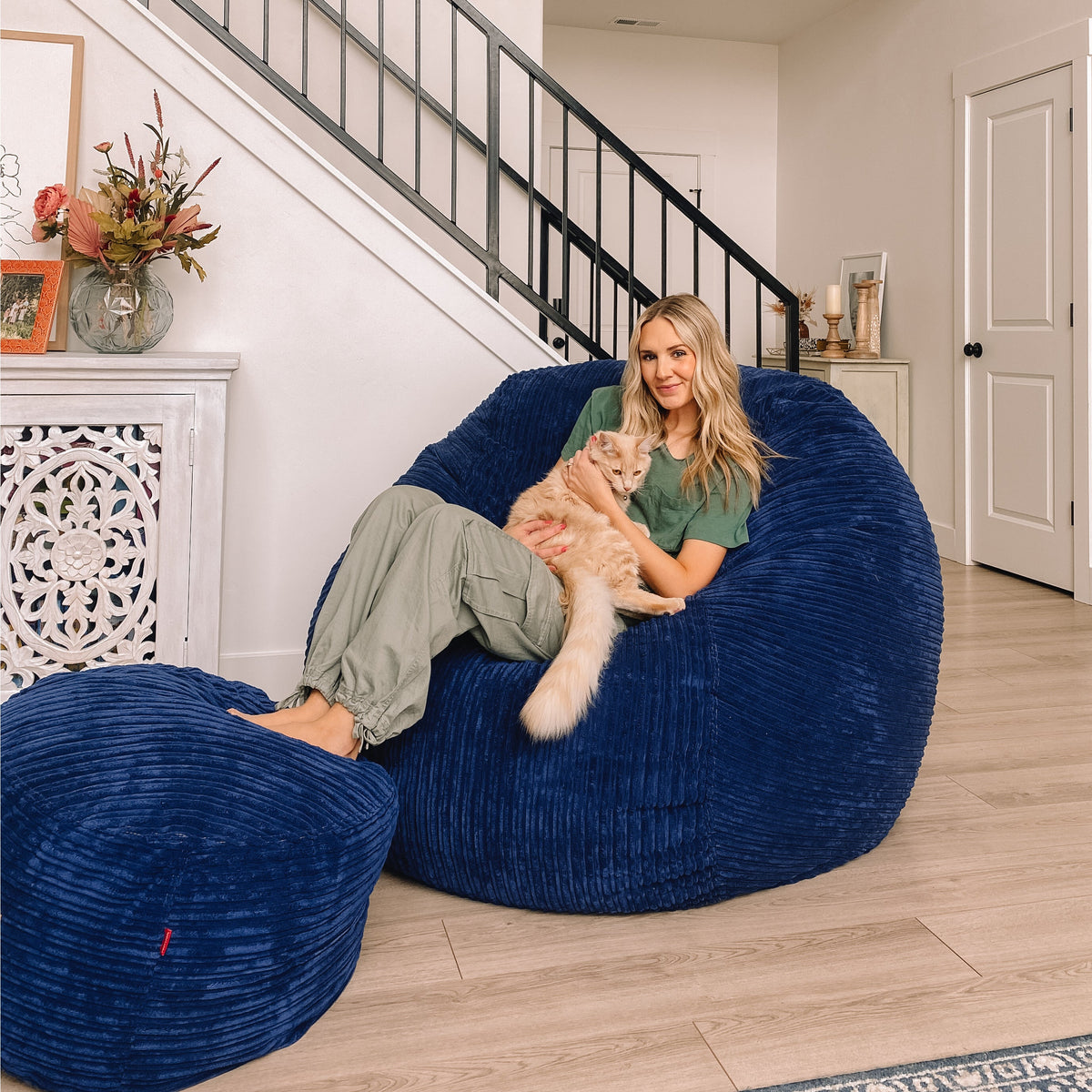 Pouf Velour Côtelé